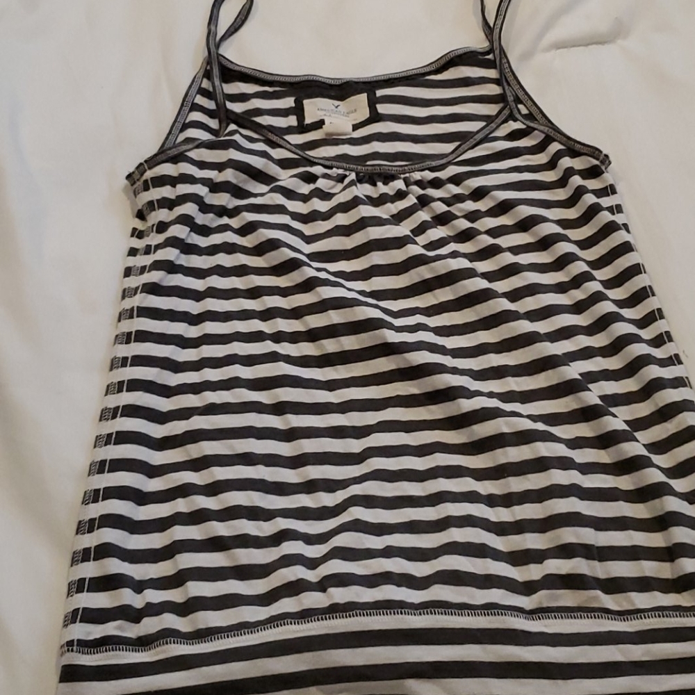 Dark grey and white striped ae tank top